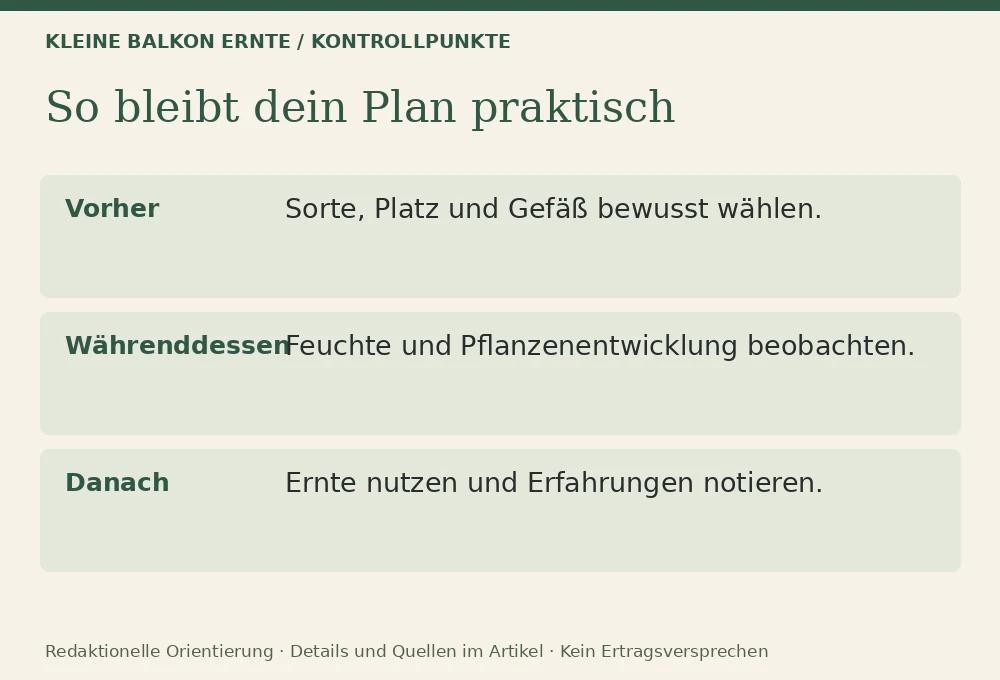Selbstversorgung auf 5 m²: realistischer Pflanzplan: Kontrollpunkte