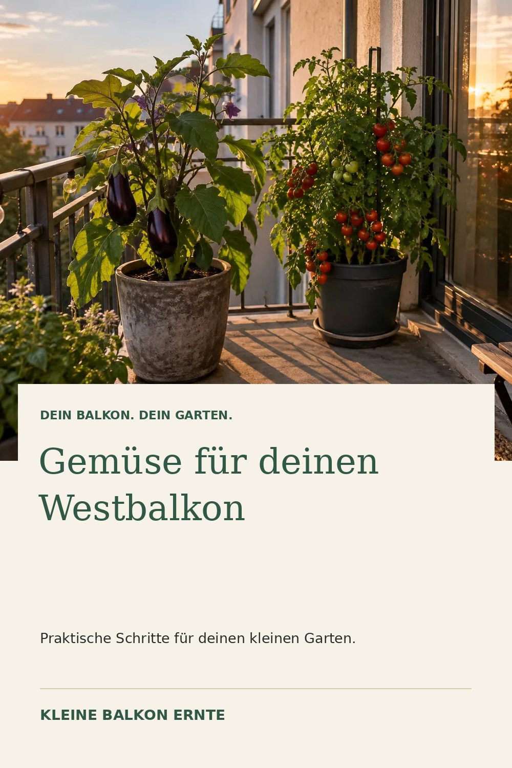 Pinterest-Grafik: Gemüse für einen Westbalkon – Variante 1