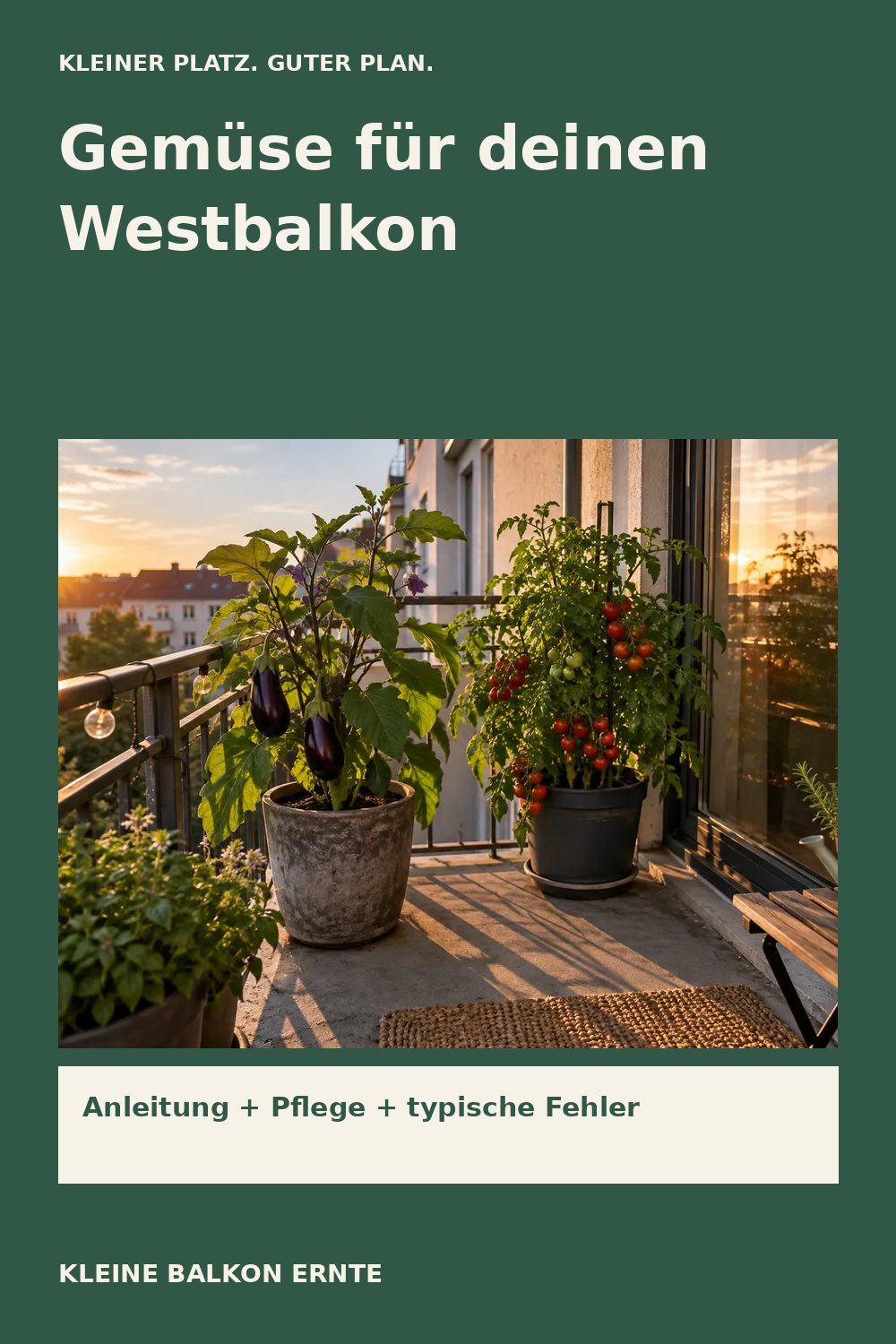 Pinterest-Grafik: Gemüse für einen Westbalkon – Variante 2