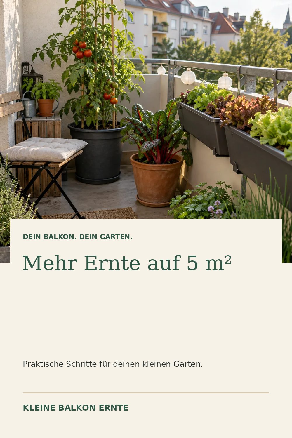 Pinterest-Grafik: Selbstversorgung auf 5 m²: realistischer Pflanzplan – Variante 1