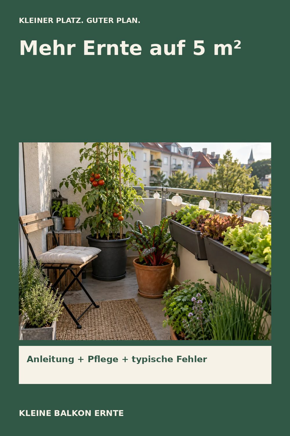 Pinterest-Grafik: Selbstversorgung auf 5 m²: realistischer Pflanzplan – Variante 2